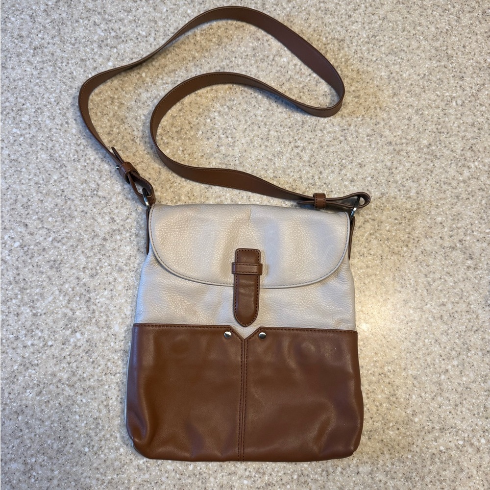Clearwater Creek Two-Tone Leather Crossbody Bag